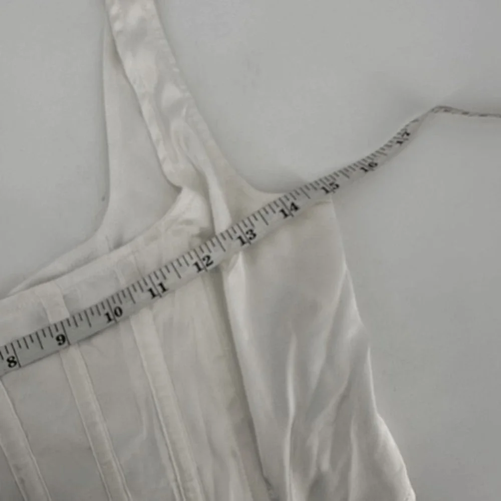 stassie x missguided white satin corset top Size 4 Boning Crop Back Zip‎ white - Picture 5 of 7